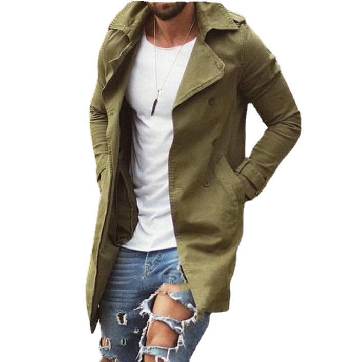Herren nan leichter urbaner Trenchcoat mit zweireihiger Knopfleiste und lässiger Used-Optik EB
