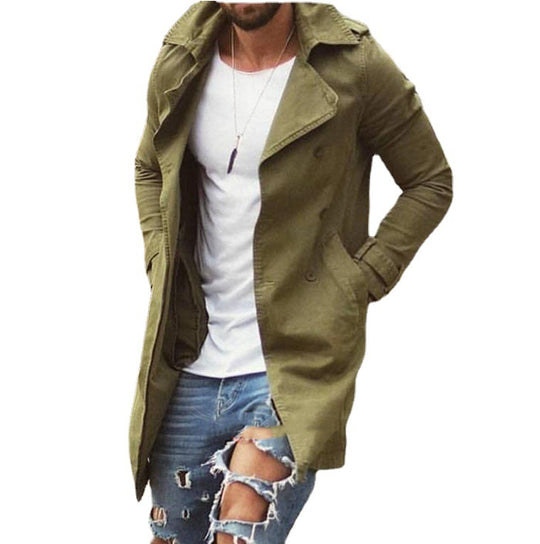 Herren nan leichter urbaner Trenchcoat mit zweireihiger Knopfleiste und lässiger Used-Optik EB