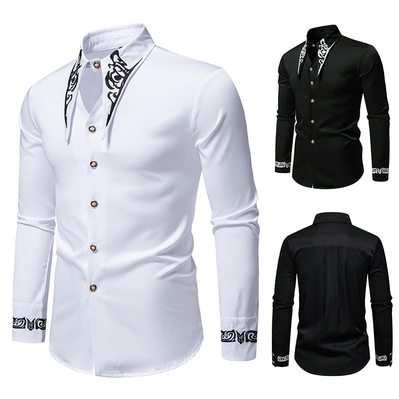 Herren Langarmhemd mit ornamentalen Akzenten EB