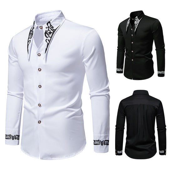 Herren Langarmhemd mit ornamentalen Akzenten EB
