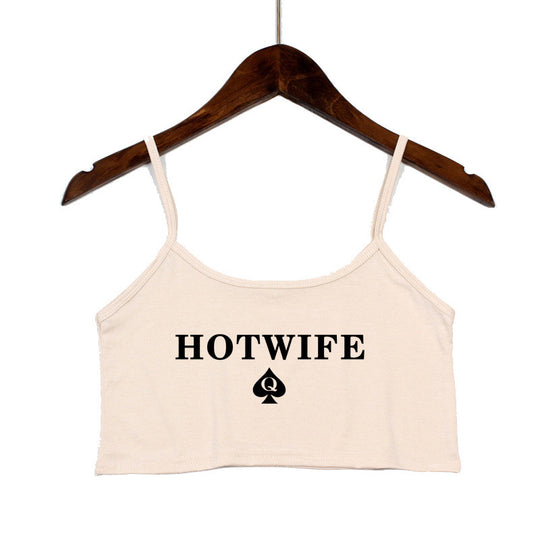 Damen Crop-Top mit modernen Schriftzügen und verstellbaren Trägern EB