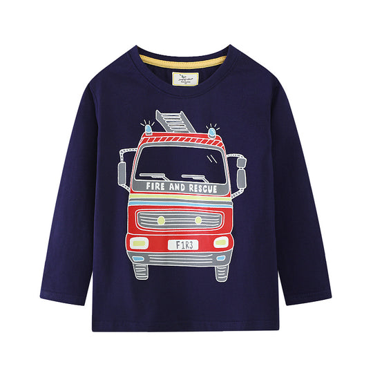 Jungen Langarmshirt mit leuchtendem Feuerwehr-Motiv EB