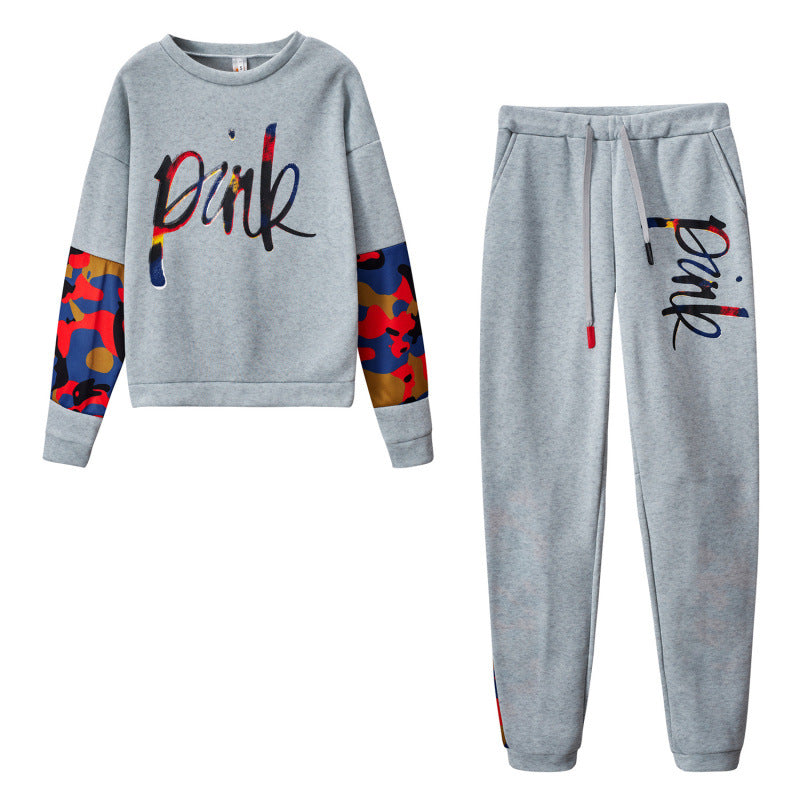 Damen Sportliches Sweatshirt-Set mit bunten Camouflage-Details und komfortablem Schnitt EB