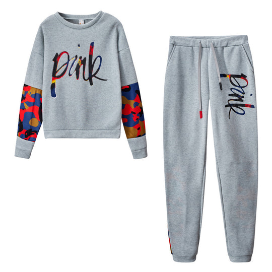 Damen Sportliches Sweatshirt-Set mit bunten Camouflage-Details und komfortablem Schnitt EB
