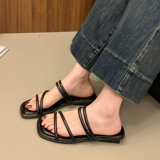Damen elegante Riemensandalen mit geschwungenen Riemen EB