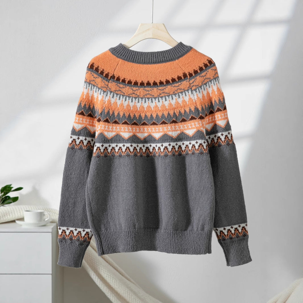 Damen Strickjacke mit aufwendigen geometrischen Mustern und nachhaltigem Material EB