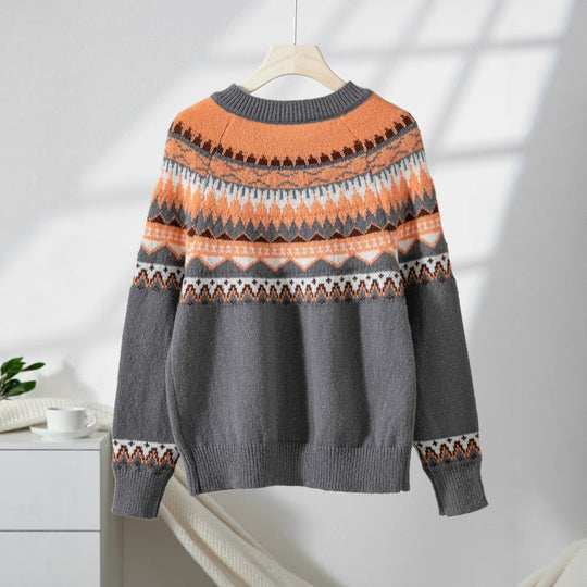 Damen Strickjacke mit aufwendigen geometrischen Mustern und nachhaltigem Material EB