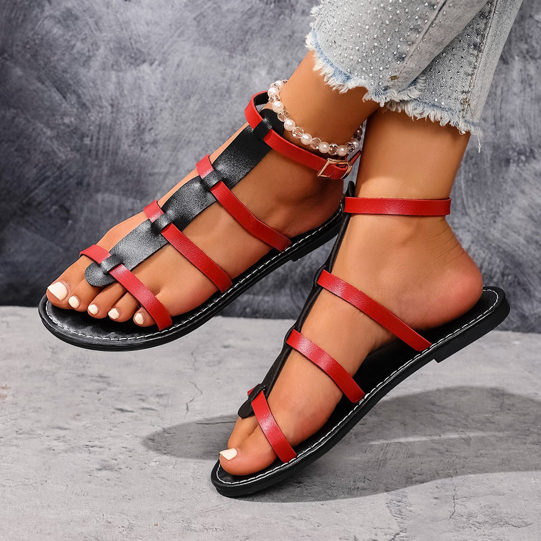 Damen Flauschige Riemchen-Sandalen mit komfortablem Fußbett und ergonomischem Design EB