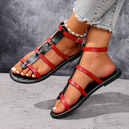 Damen Flauschige Riemchen-Sandalen mit komfortablem Fußbett und ergonomischem Design EB