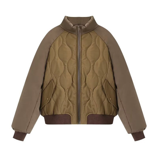 Damen modische Steppjacke mit hohem Kragen und voluminösem Design EB