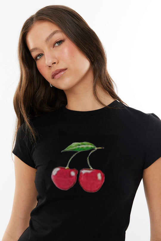 Damen lässiges Crop-Top mit frischem Zitronenaufdruck EB