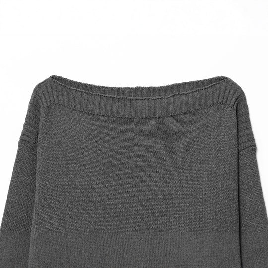Damen legerer Strickpullover mit breitem Kragen und kontrastierenden Bündchen EB