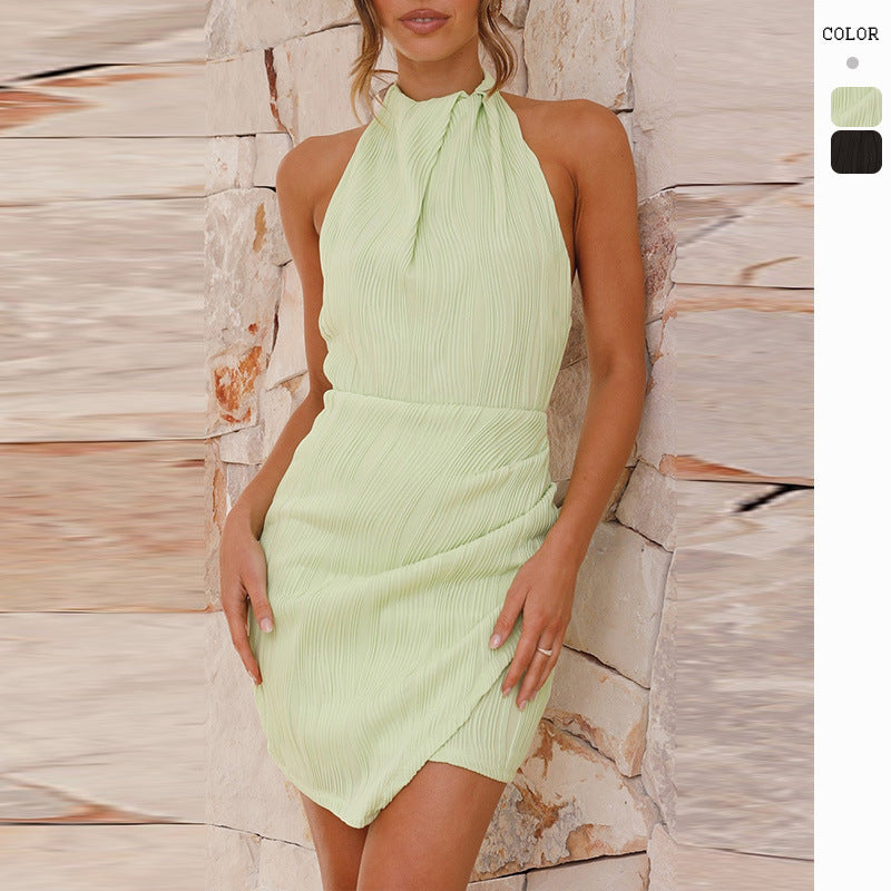 Damen Mini-Kleid mit raffiniertem Faltenwurf und schickem Kragen EB