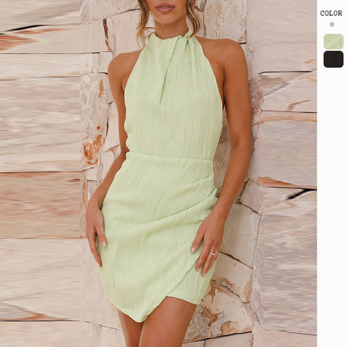 Damen Mini-Kleid mit raffiniertem Faltenwurf und schickem Kragen EB