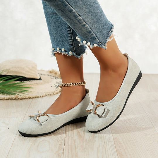 Damen Elegante und bequeme Ballerinas mit Schleifenapplikation EB