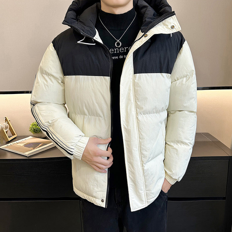 Herren modische und warme Steppjacke mit verstellbarer Kapuze EB