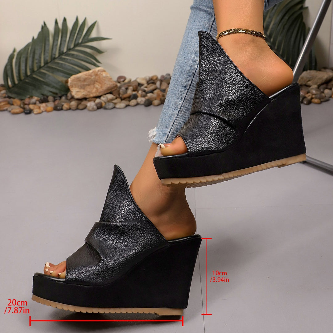 Damen Wedge-Pantoletten mit modischem Schnitt und offenem Zehenbereich EB