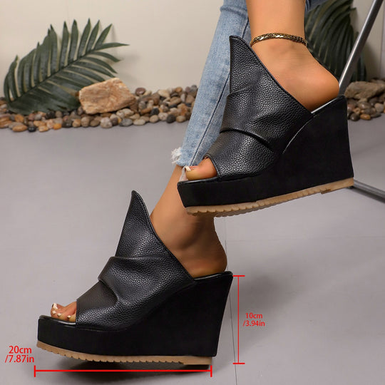 Damen Wedge-Pantoletten mit modischem Schnitt und offenem Zehenbereich EB