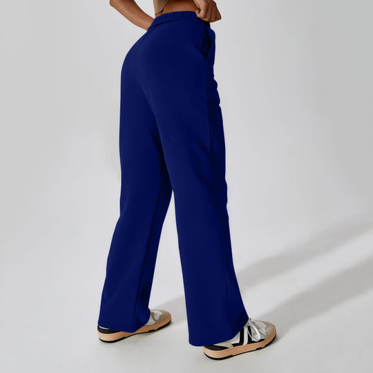 Damen nan hochgeschnittene ausgestellte Loungehose mit elastischem Komfortbund und verdeckten Eingrifftaschen EB