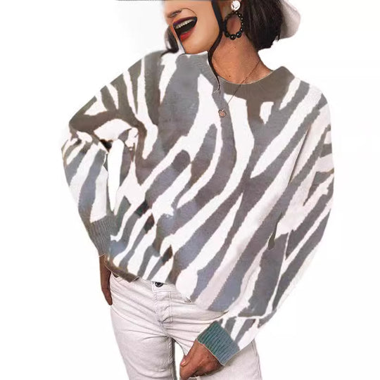 Damen Strickpullover mit modernem Streifenmuster und lässigem Schnitt EB