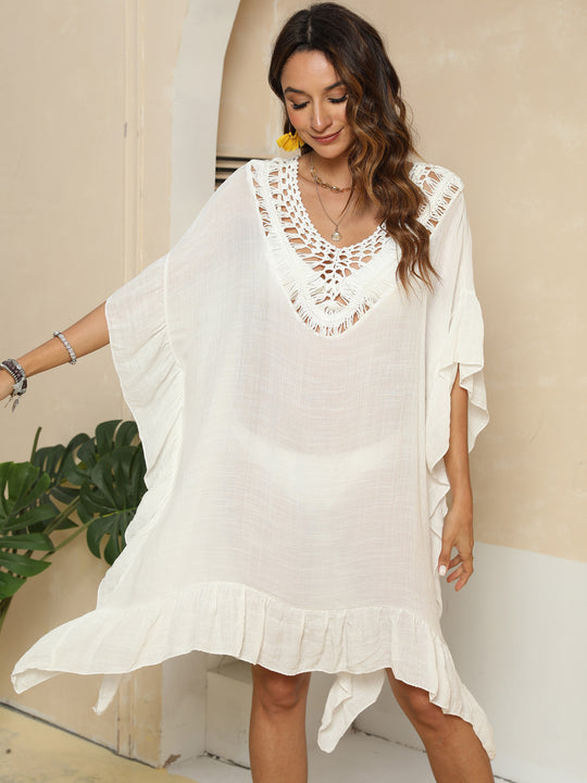 Damen eleganter kaftan mit feiner Häkelspitze EB