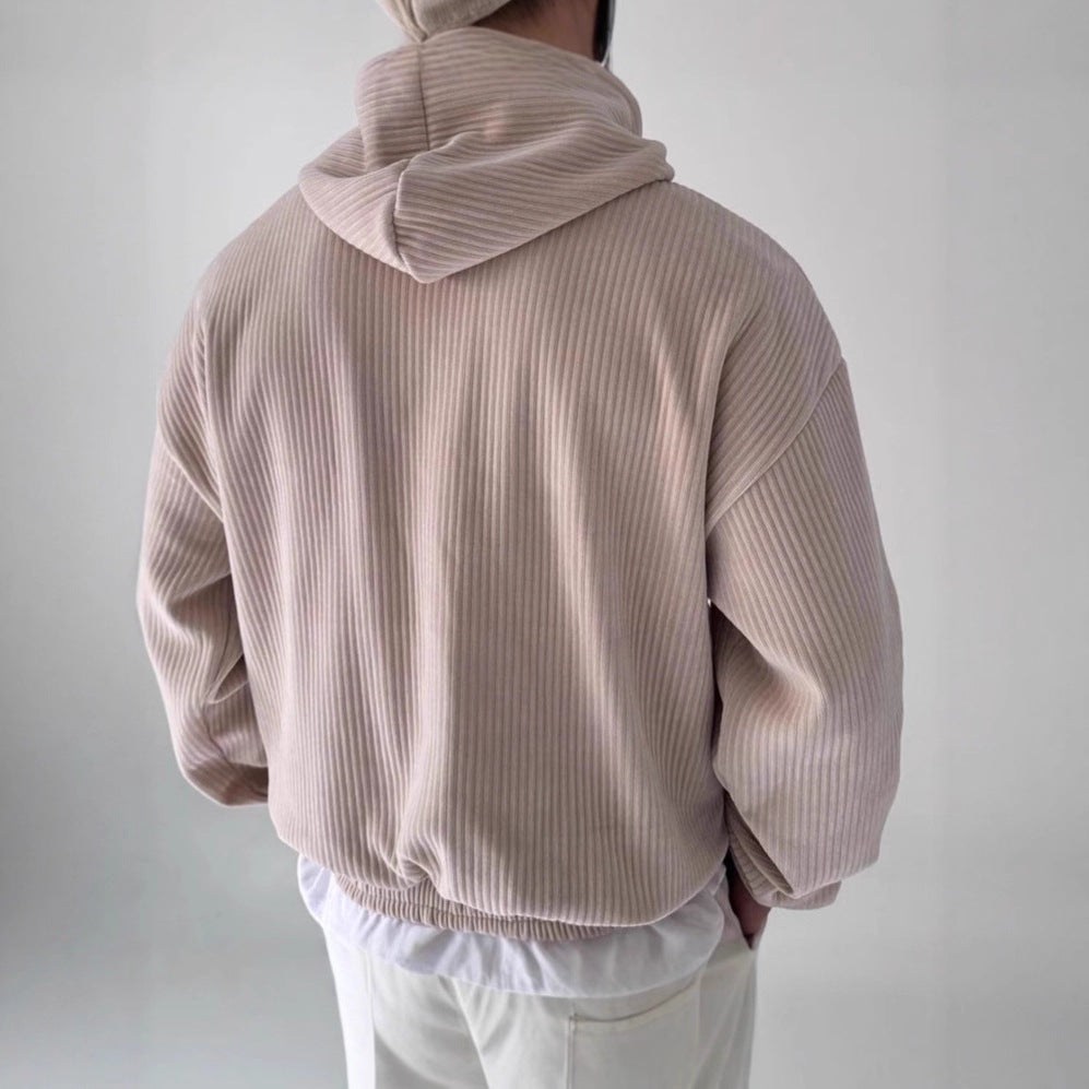 Herren Kuscheliger Hoodie mit Rippstruktur und praktischer Kängurutasche EB
