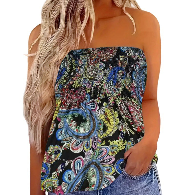 EB | Damenmode drucken sexy Tube Top aus der Schulter