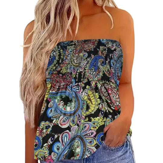 EB | Damenmode drucken sexy Tube Top aus der Schulter