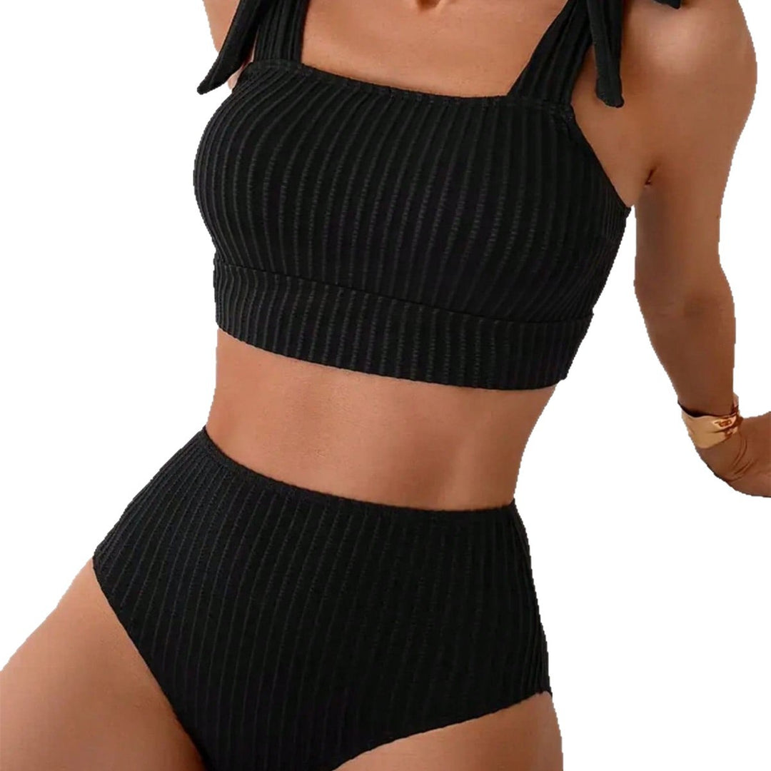 Damen Hochtailliertes Bikini-Set mit Bindebändern EB