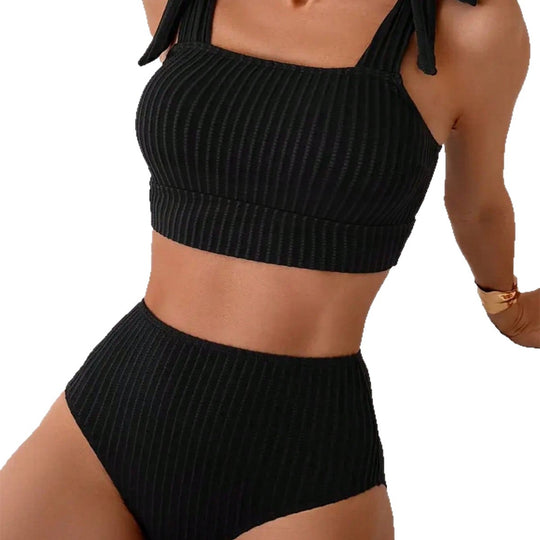 Damen Hochtailliertes Bikini-Set mit Bindebändern EB