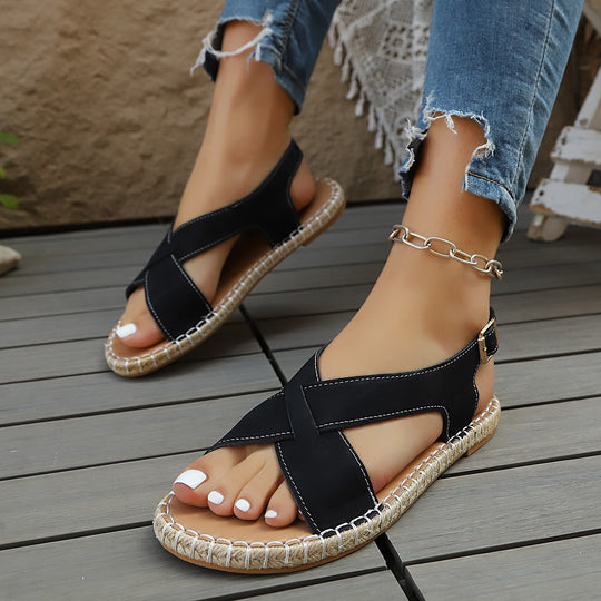 Damen elegante Sandalen mit geflochtenem Riemendesign EB