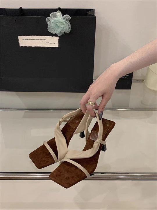Damen elegante Slingback-Sandalen mit modischem Kreuzriemen EB