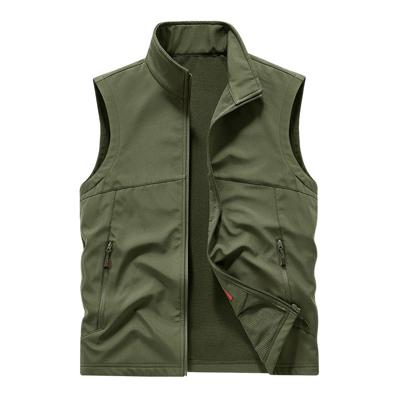 Herren atmungsaktive Softshell-Outdoorweste mit hochschließendem Stehkragen und fleecegefütterter Innenseite EB