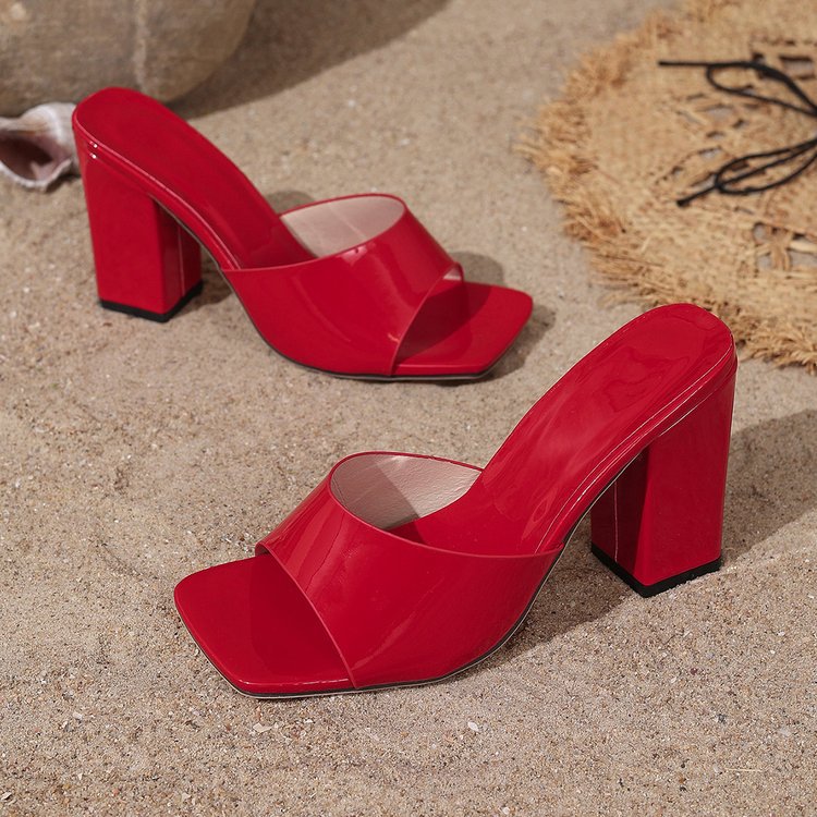 Damen Plateau-Mules mit transparentem Riemendesign und robustem Blockabsatz EB