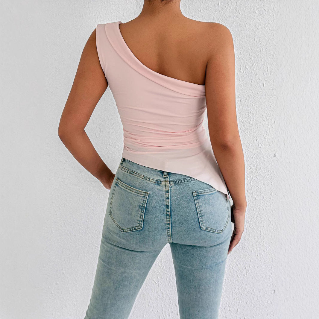 Damen Elegantes asymmetrisches Top mit einem Schulterdesign EB