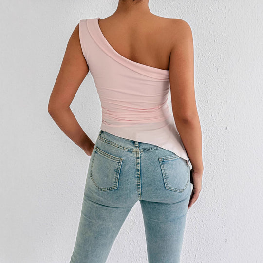 Damen Elegantes asymmetrisches Top mit einem Schulterdesign EB
