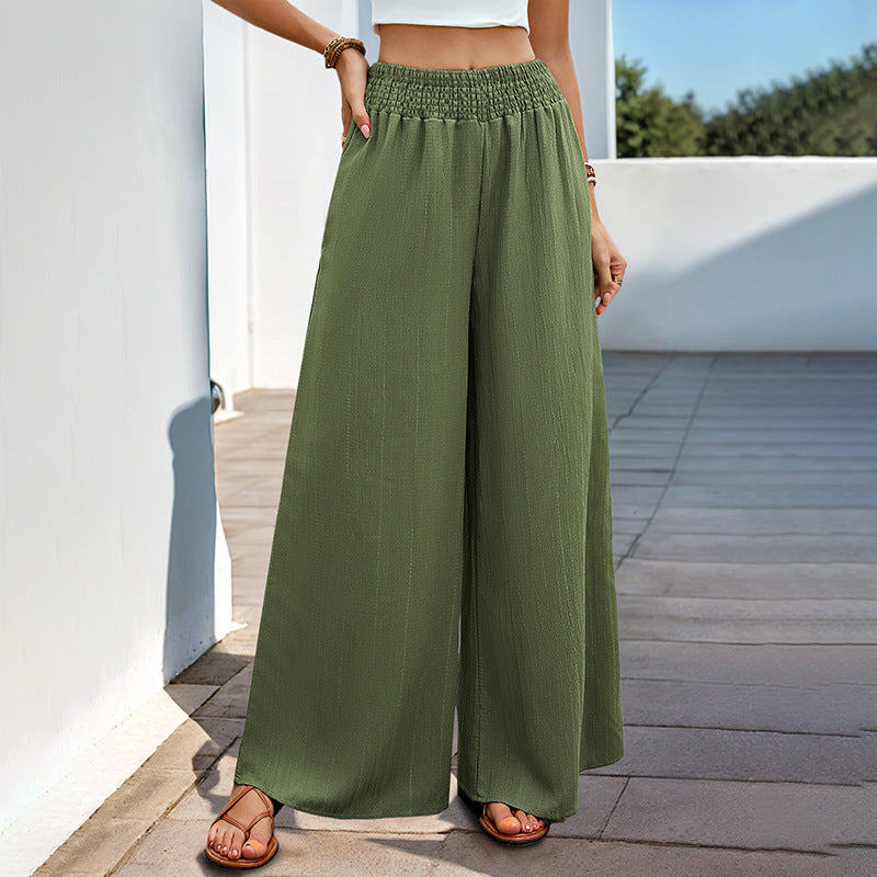 Damen Weite Palazzo-Hose mit elastischem Taillenbund und lässiger Schnitt EB