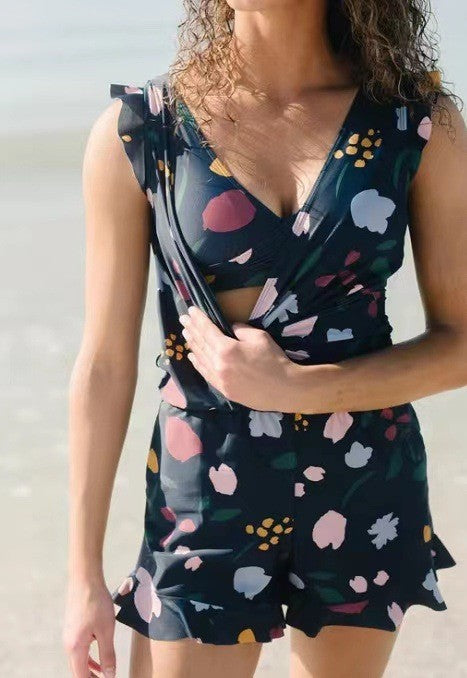 Damen Freizeit Overall mit floralem Design EB