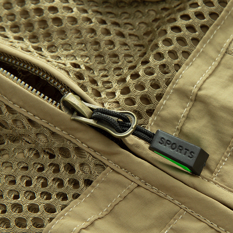 Herren Atmungsaktive Angler- und Fotografenweste mit Mesh‑Paneelen, Multifachtaschen und Zweiwege‑Reißverschluss EB