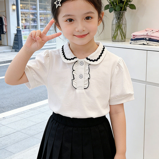 Mädchen modische Bluse mit Rüschendetails EB