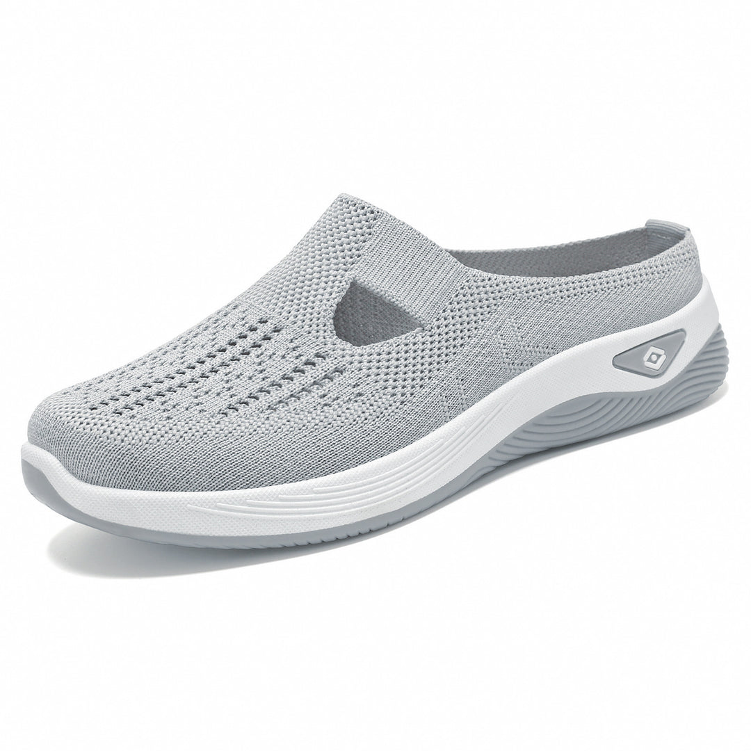 Damen nan atmungsaktive Strick-Slipper Clog mit seitlicher Cut-Out-Öffnung, dämpfender EVA- und PU-Zwischensohle EB