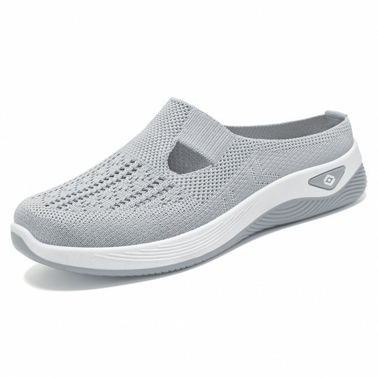Damen nan atmungsaktive Strick-Slipper Clog mit seitlicher Cut-Out-Öffnung, dämpfender EVA- und PU-Zwischensohle EB