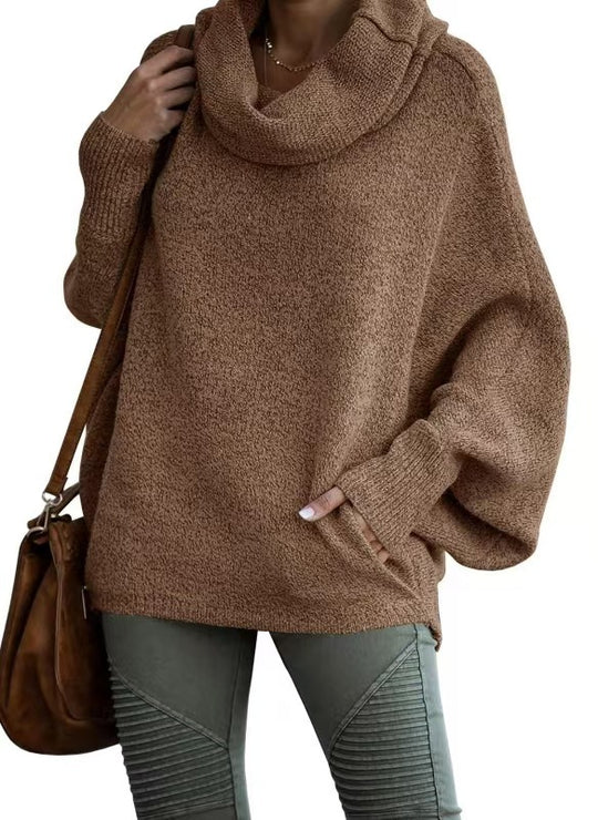 Damen Oversized Strickpullover mit Rollkragen EB