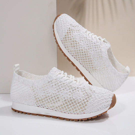 Damen nan atmungsaktive Strick-Run-Sneaker mit gehäkeltem Obermaterial, gepolstertem Komfortfußbett und rutschfester Gummilaufsohle EB