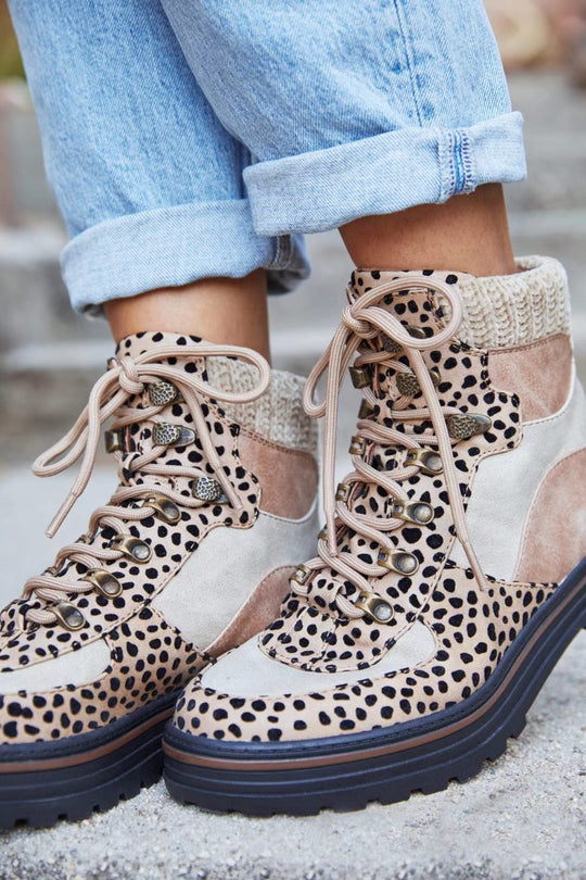 EB | Stiefeletten mit Wildlederdetails Leopardenmuster