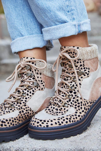 EB | Stiefeletten mit Wildlederdetails Leopardenmuster