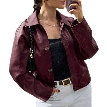 Damen Kunstlederjacke im modischen Oversized-Schnitt EB