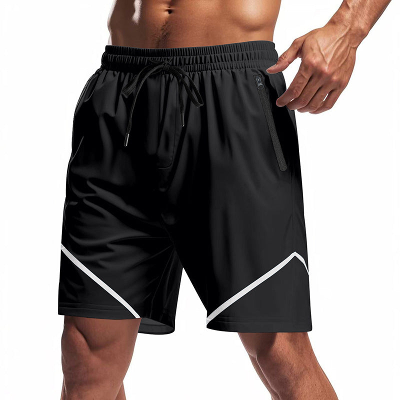 Herren nan atmungsaktive Trainingsshorts mit Reißverschlusstaschen und elastischem Tunnelzugbund EB