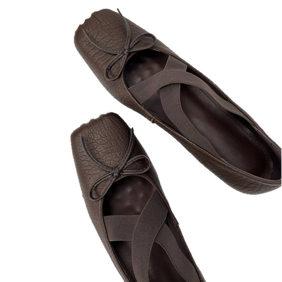Damen Ballerina-Schuhe mit raffiniertem Cross-Over-Riemen und weichem Leder EB