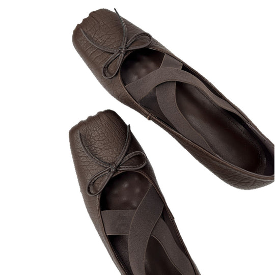 Damen Ballerina-Schuhe mit raffiniertem Cross-Over-Riemen und weichem Leder EB